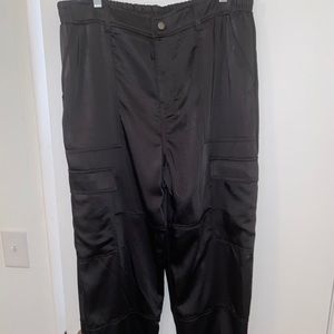 Black satin cargo pants!